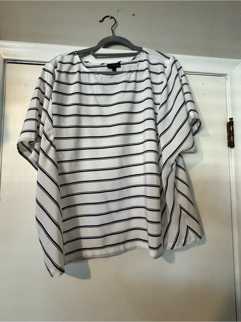 The Limited White and Black Striped Boatneck Top